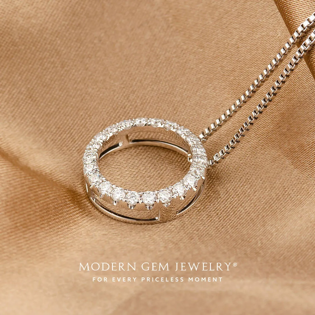 Diamond Circle Pendant in White Gold