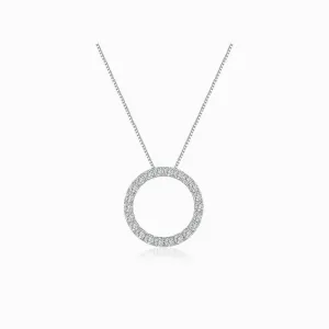 Diamond Circle Pendant in White Gold