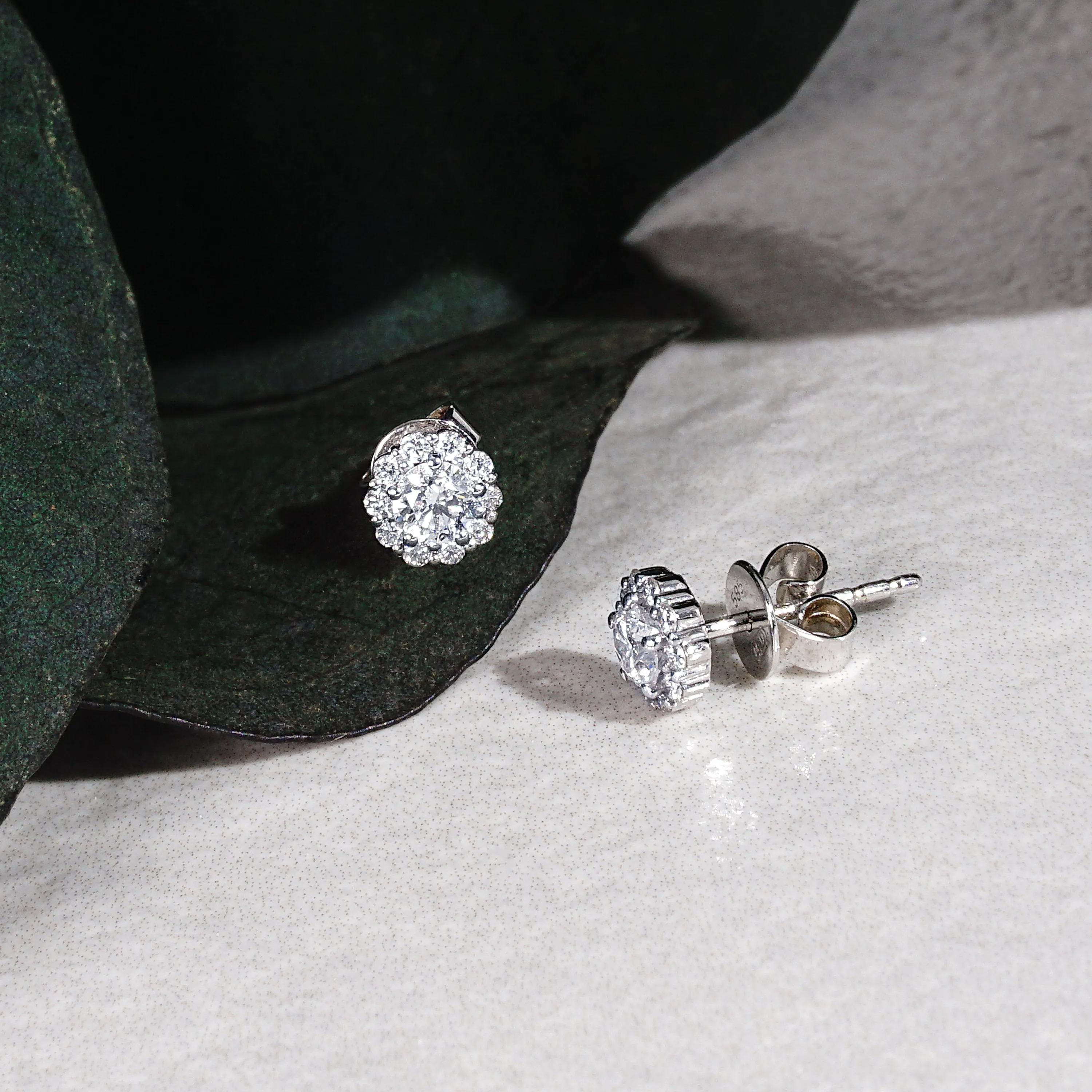 Diamond Halo Stud Earrings