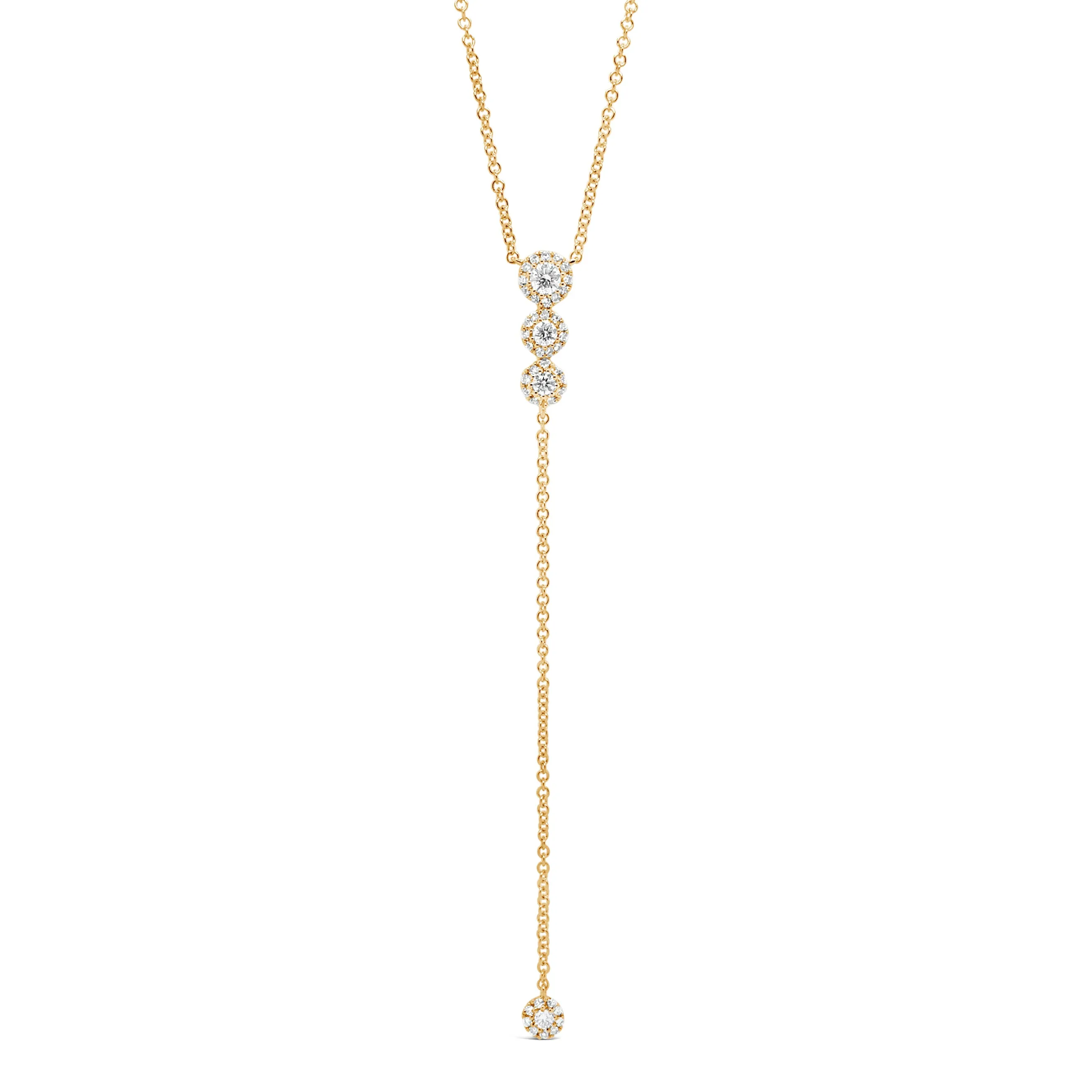 Diamond Halos Lariat Necklace