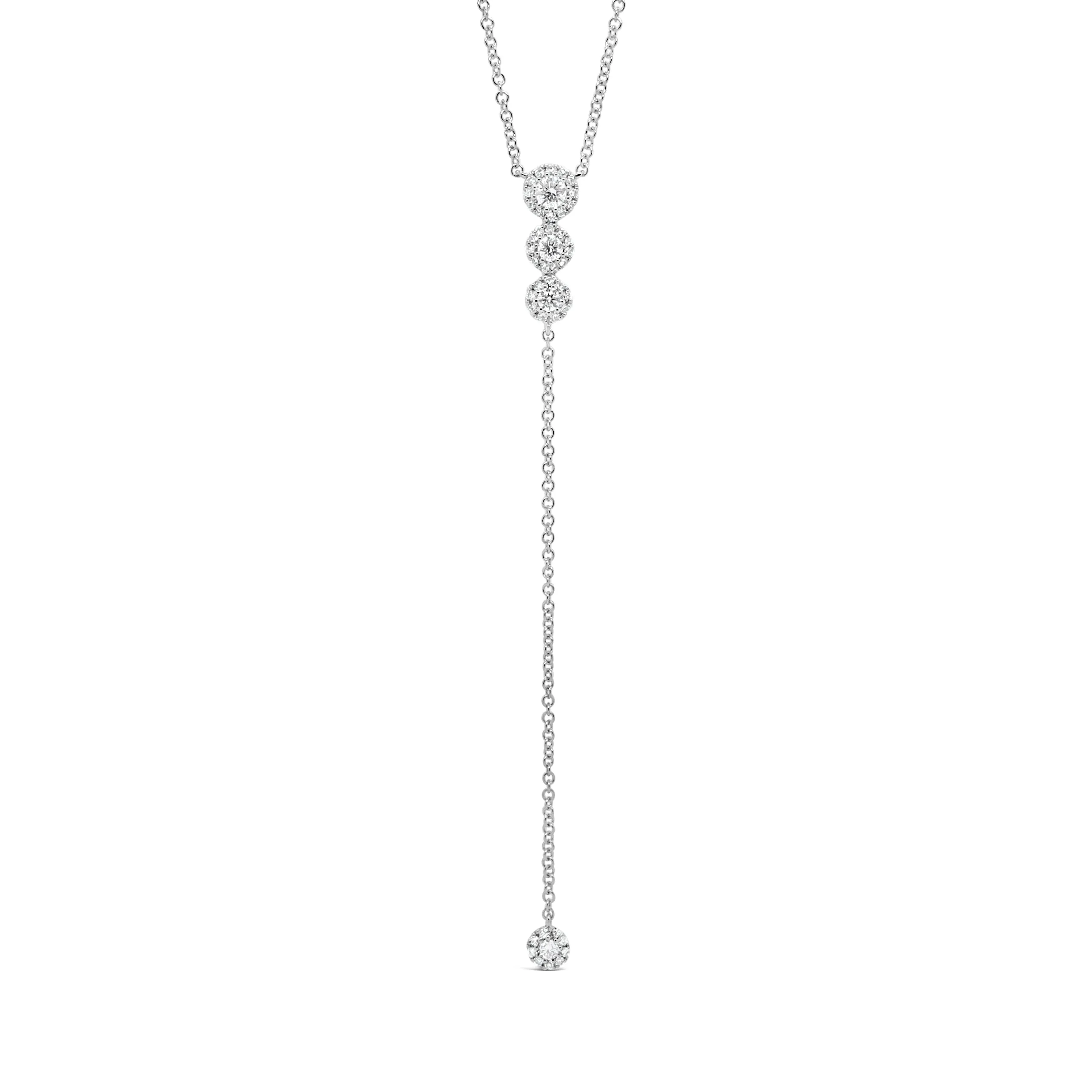 Diamond Halos Lariat Necklace