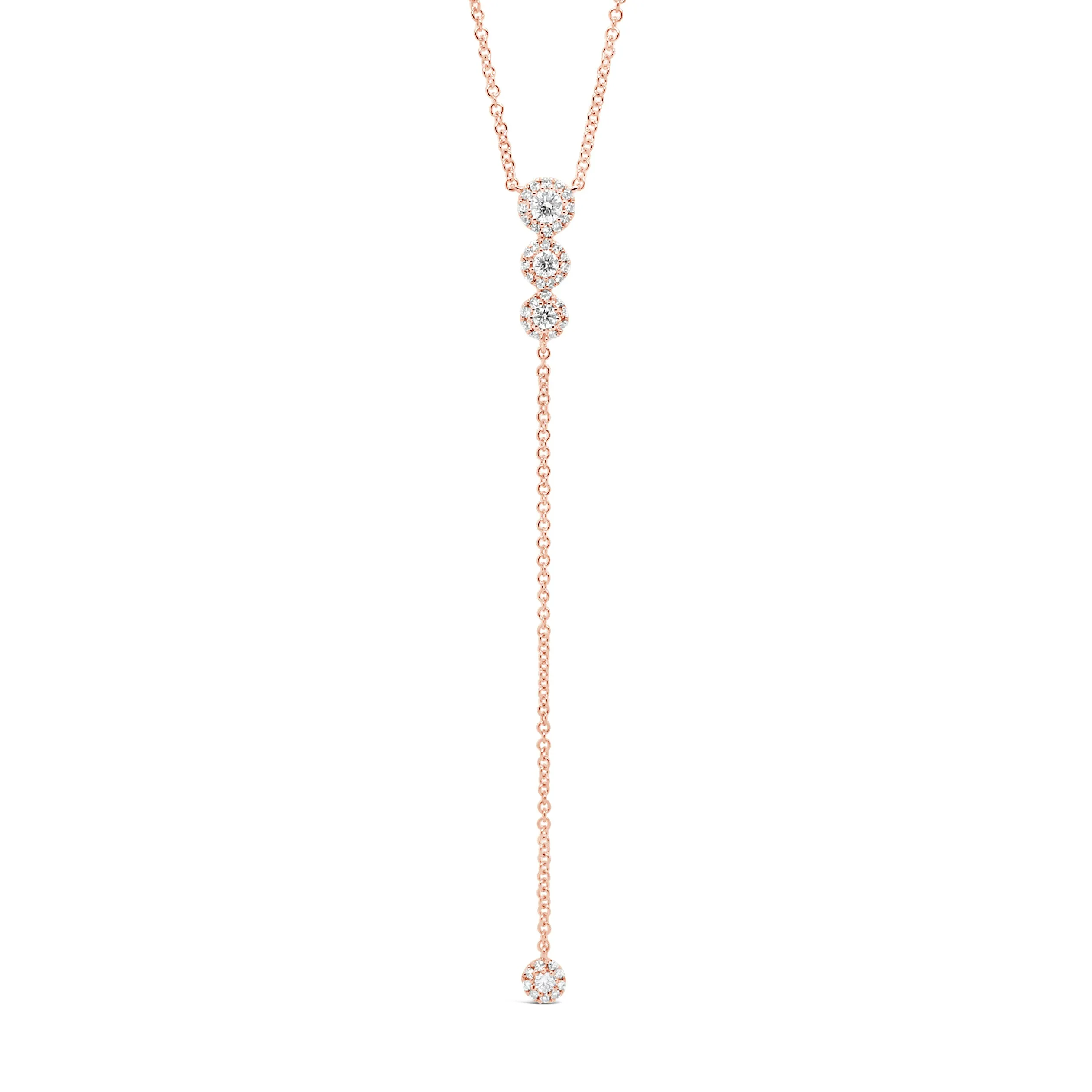 Diamond Halos Lariat Necklace