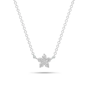Diamond Simple Flower Pendant Necklace