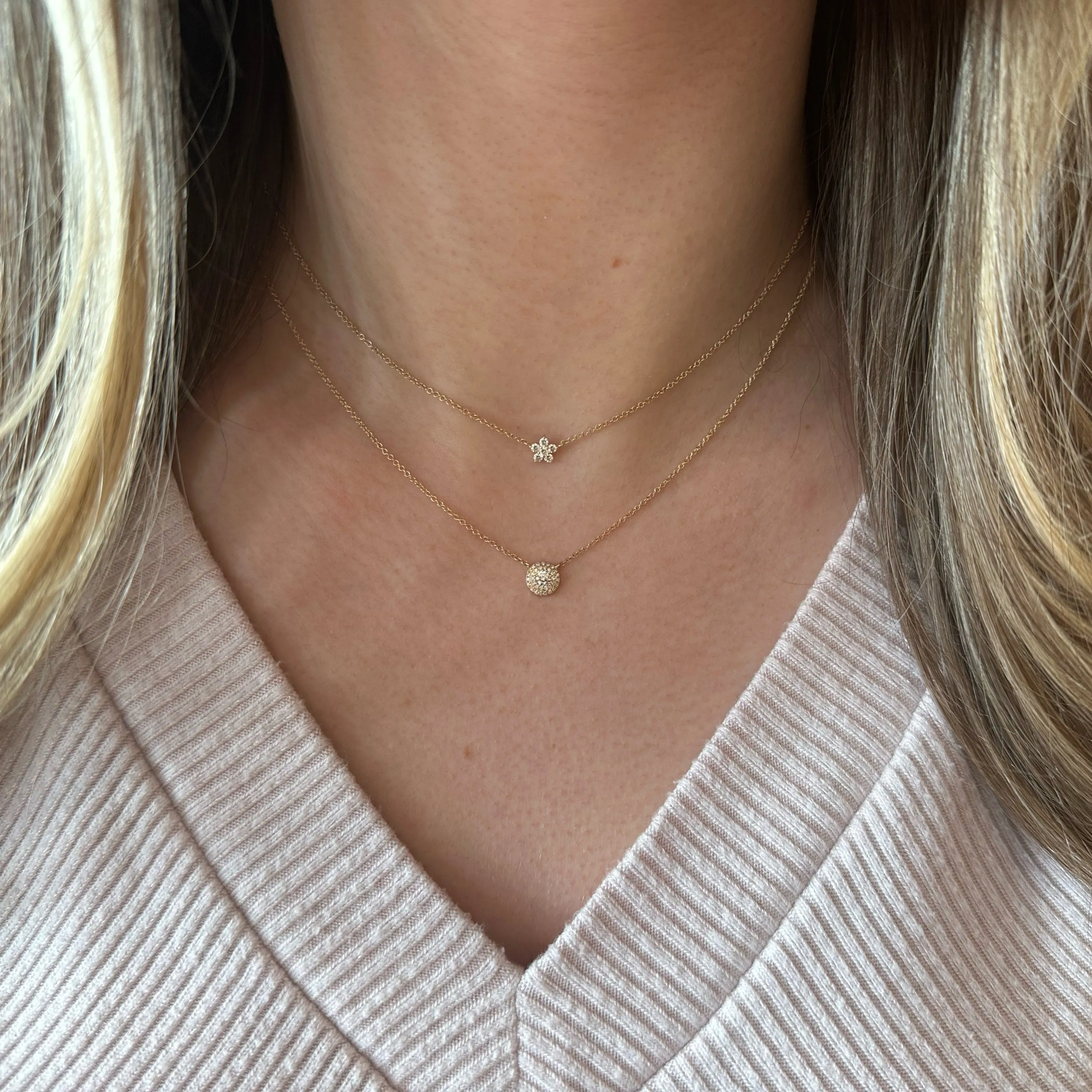Diamond Simple Flower Pendant Necklace