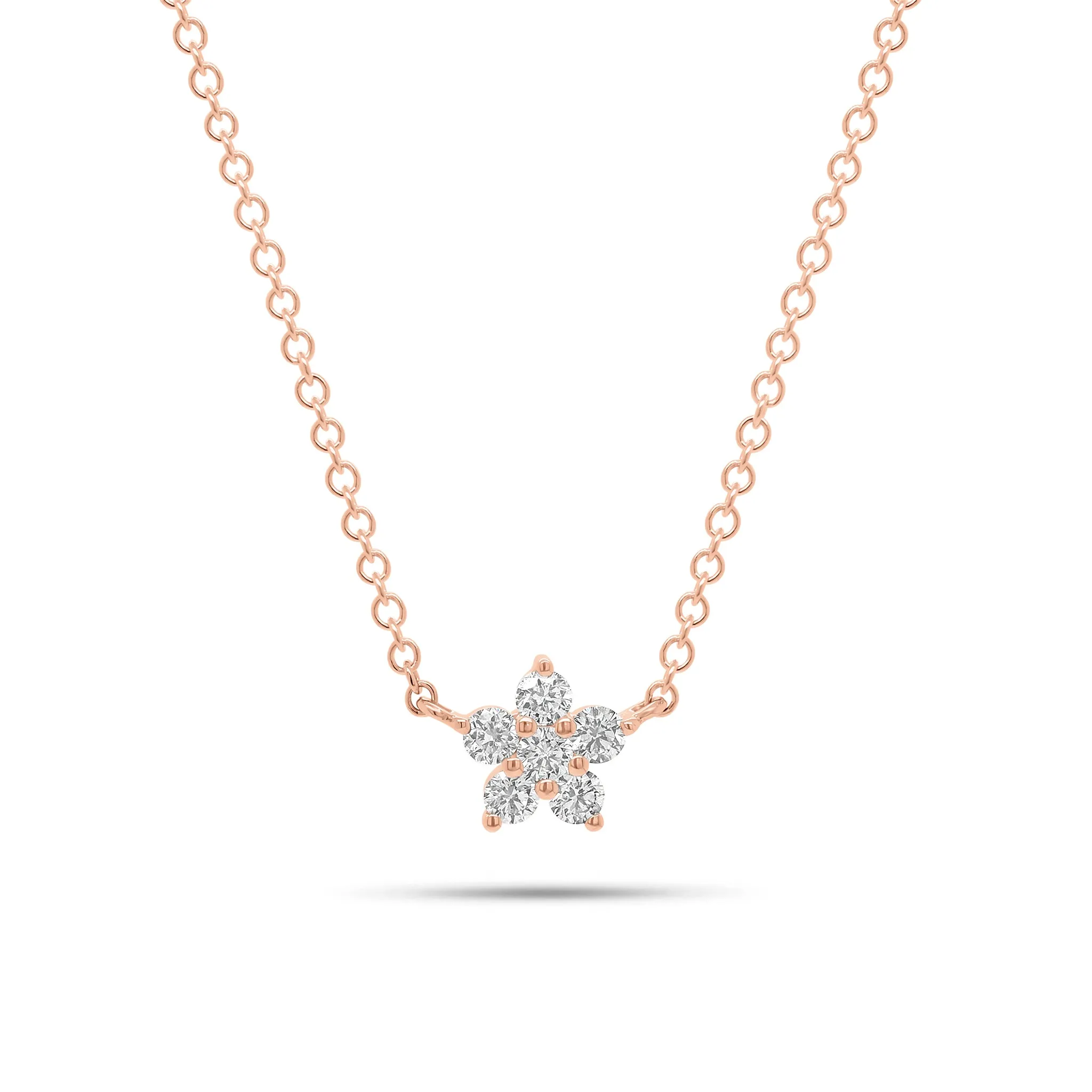 Diamond Simple Flower Pendant Necklace