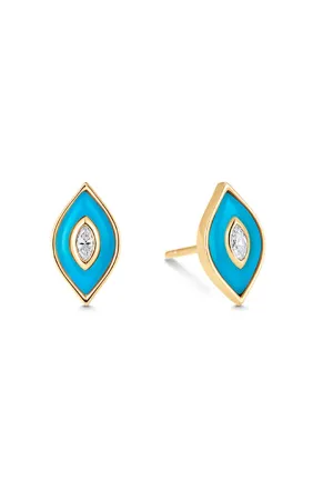 Donna Turquoise Diamond Stud Earrings