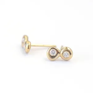 Double Dot Gold Diamond Earrings