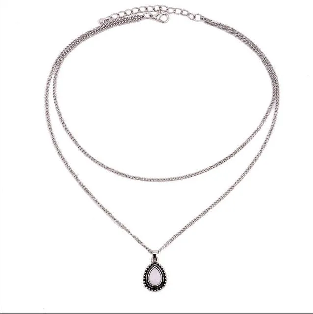 Double Horn Necklace Crescent