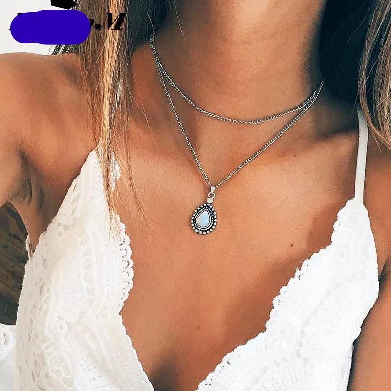 Double Horn Necklace Crescent