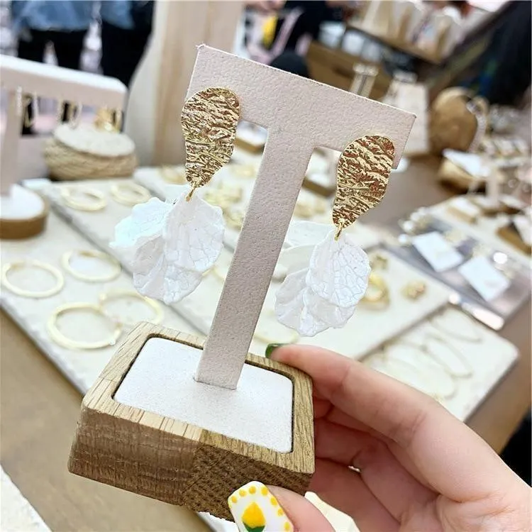 Earrings Charm Jewelry Korean White Flower Pattern