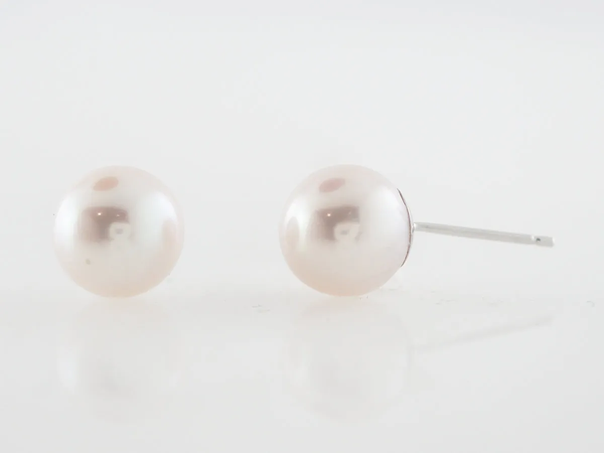 Earrings Modern Cultured Akoya Pearl in 14k White Gold