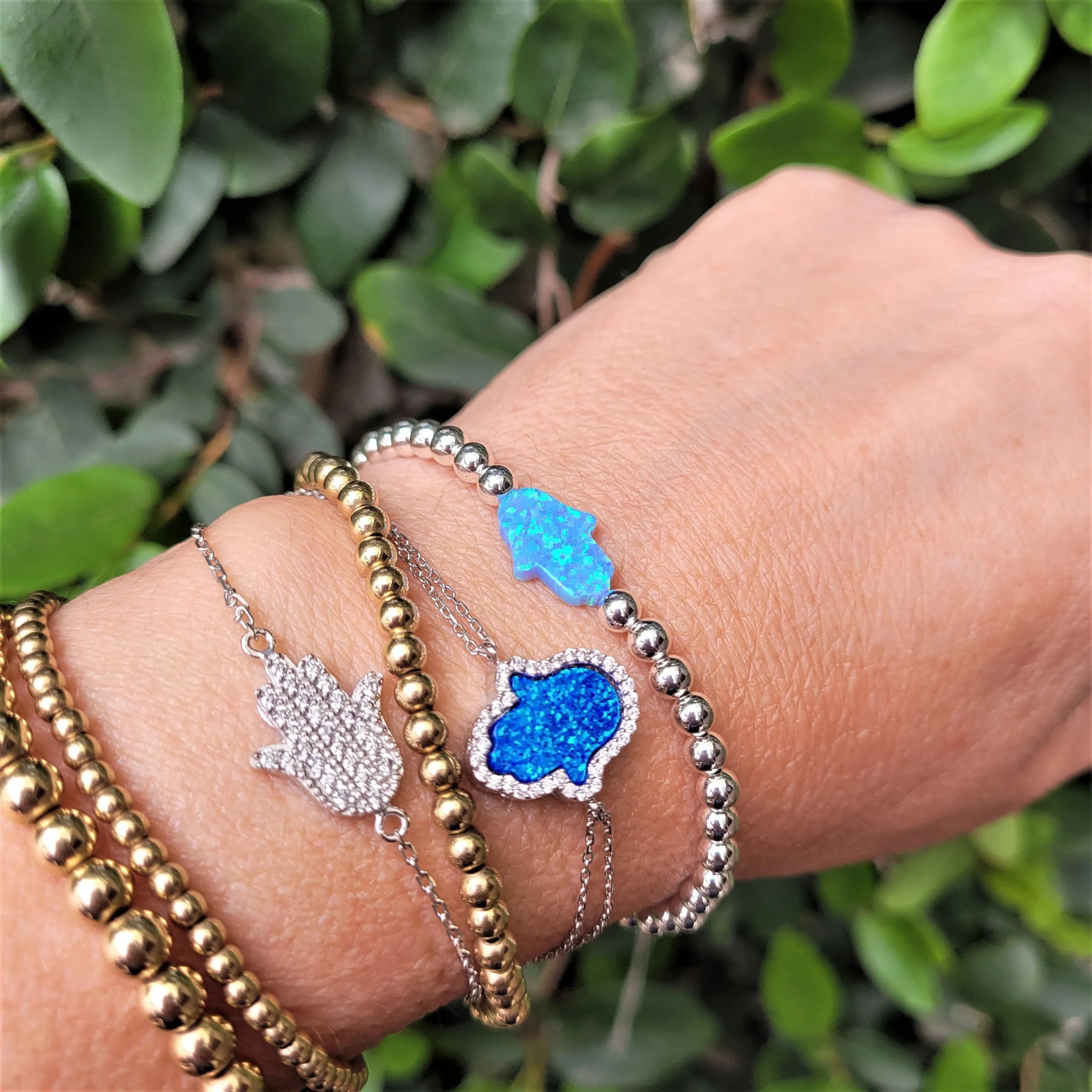 Elegant Hamsa Hand Bracelet with Sparkling Gemstones