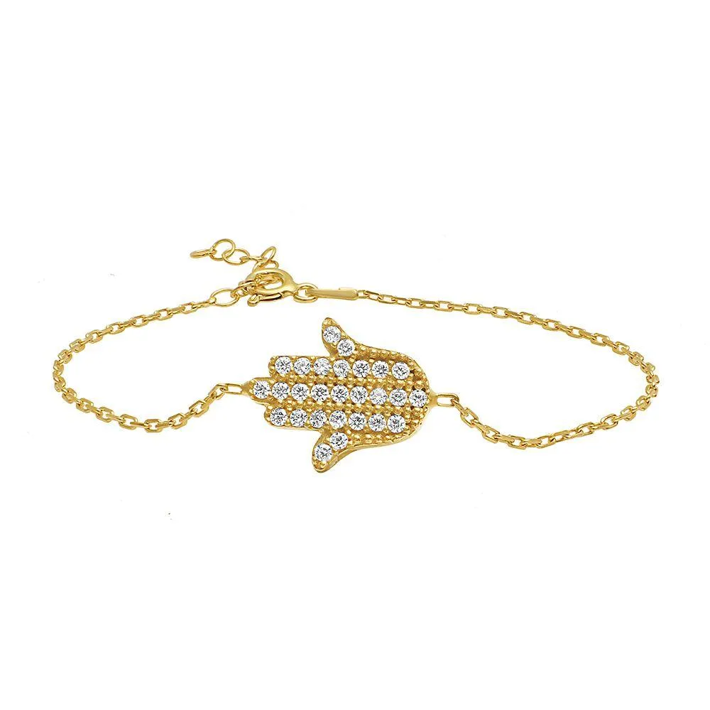 Elegant Hamsa Hand Bracelet with Sparkling Gemstones