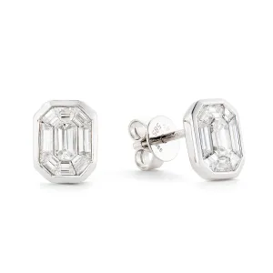 Emerald Illusion Bezel Earrings