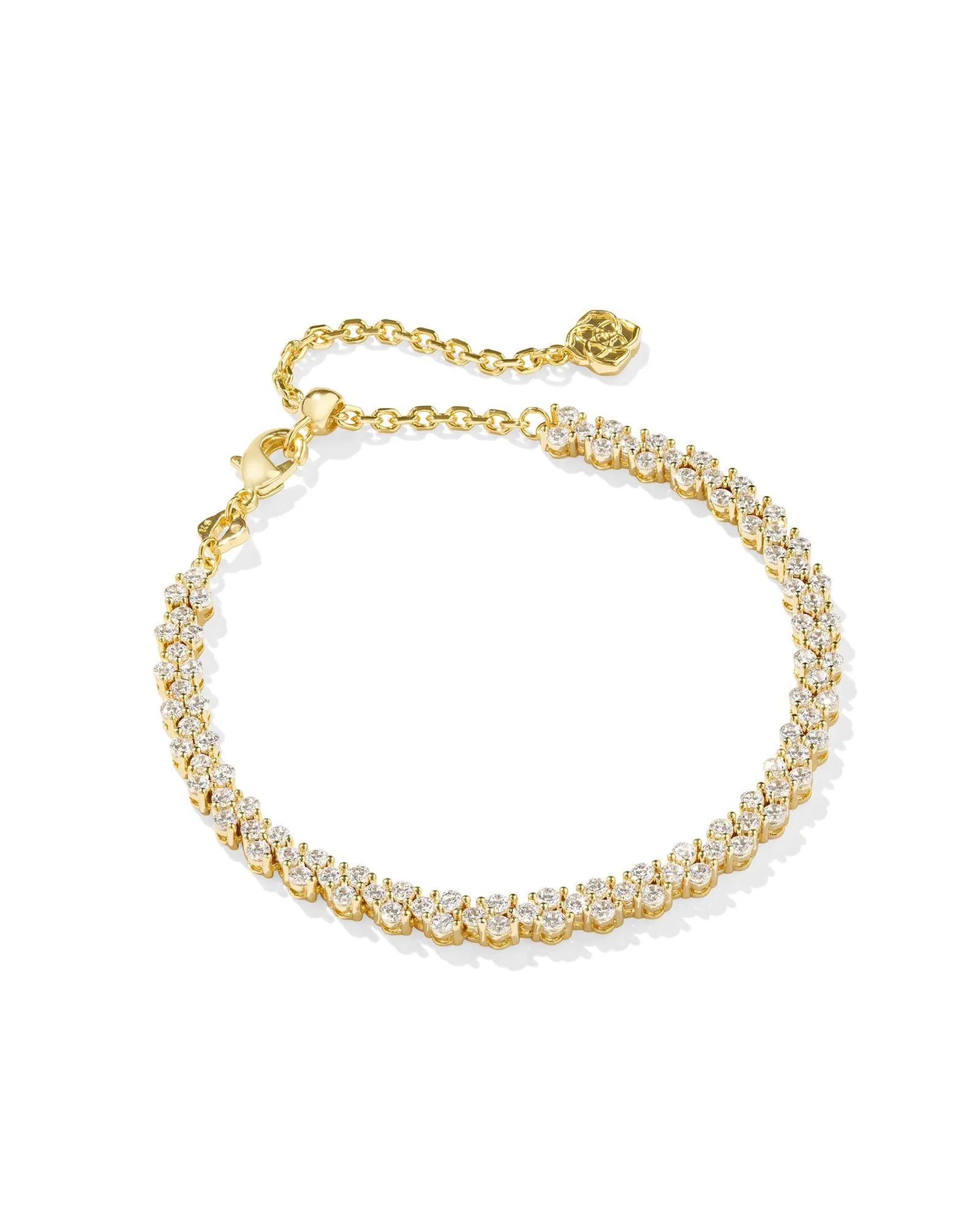 Emery Tennis Bracelet Gold White Crystal
