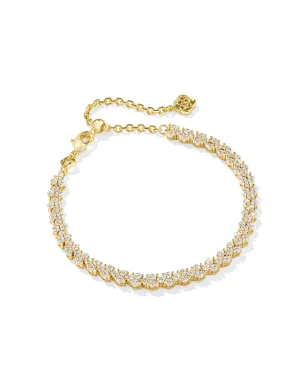 Emery Tennis Bracelet Gold White Crystal
