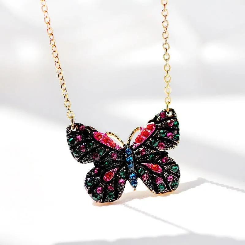 Enamel Butterfly Elf Necklace Valentine's Day Gifts