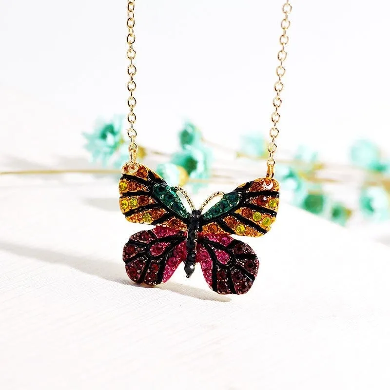 Enamel Butterfly Elf Necklace Valentine's Day Gifts