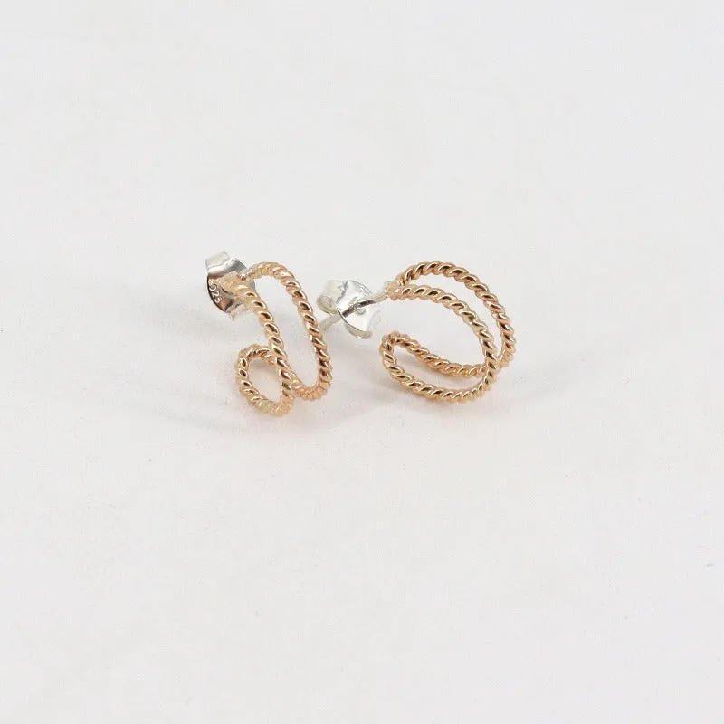 'Entwined' Gold Crescent Stud Earrings