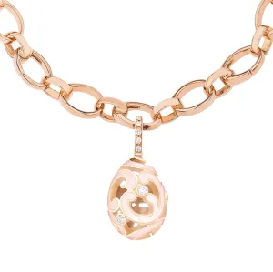 Faberge Rococo Gold 0.14ct Diamond Pink Enamel Charm