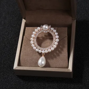 Fashion Pearl Brooch Pin Circle High-end Silk Scarf Buckle Luxury Exquisite Ladies Clothing Accessories