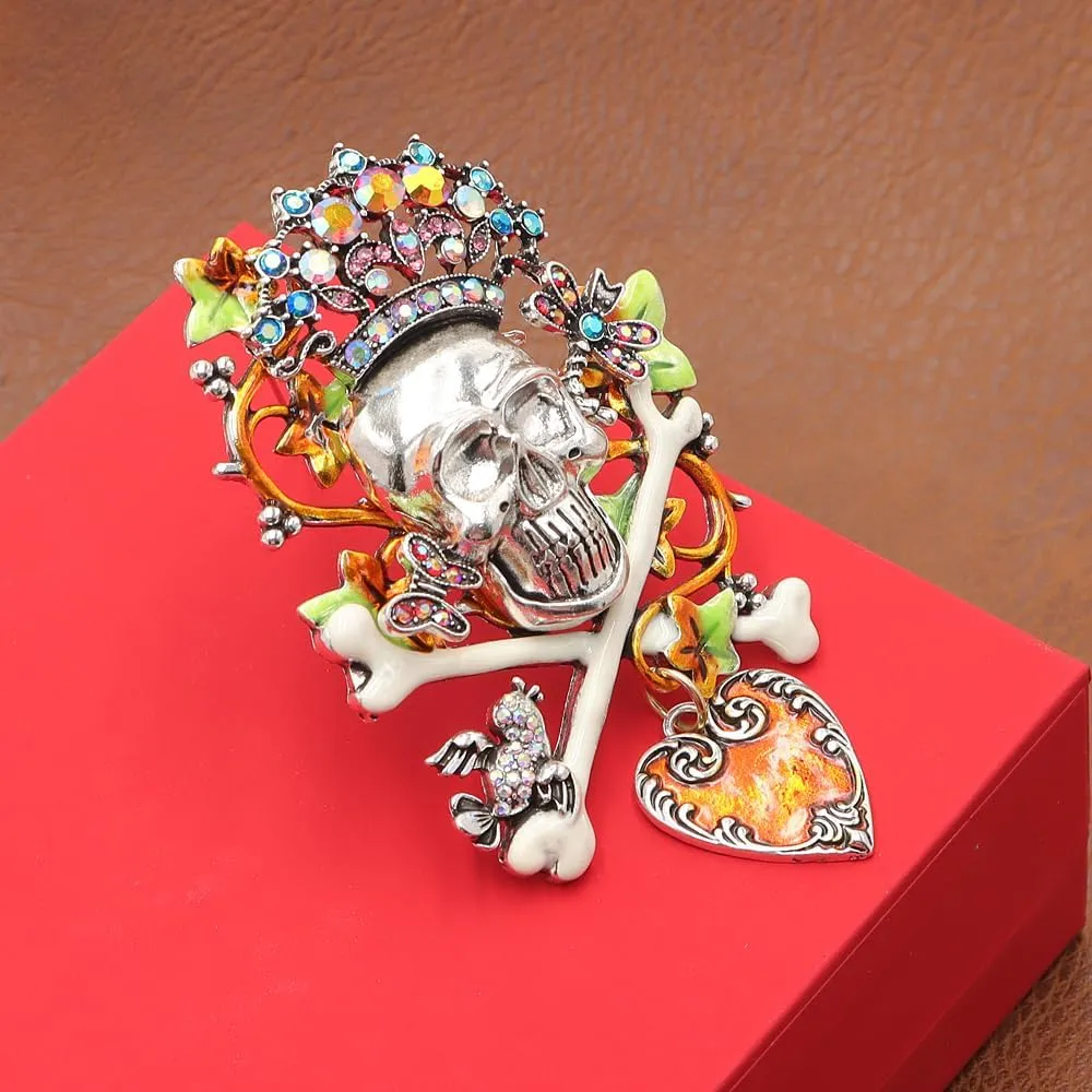 Fashionable Acrylic Bat Rhinestone Enamel Skeleton Brooches Unisex Halloween Brooch Pin Women's Elegant Clothing Dress Decoration Jewelry Accessory