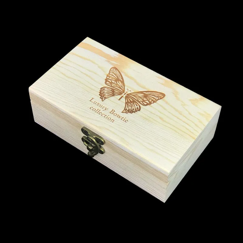Feather Bow Ties & Brooches in Wooden Box Collection