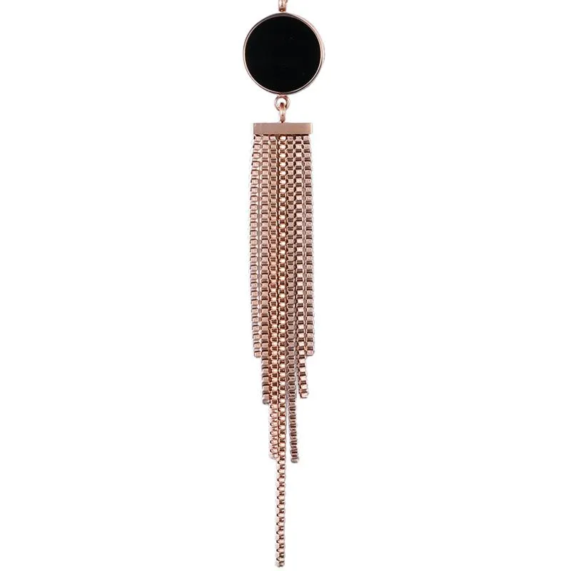 Female Rose Gold Tassel Collier Maxi Pendants Necklace