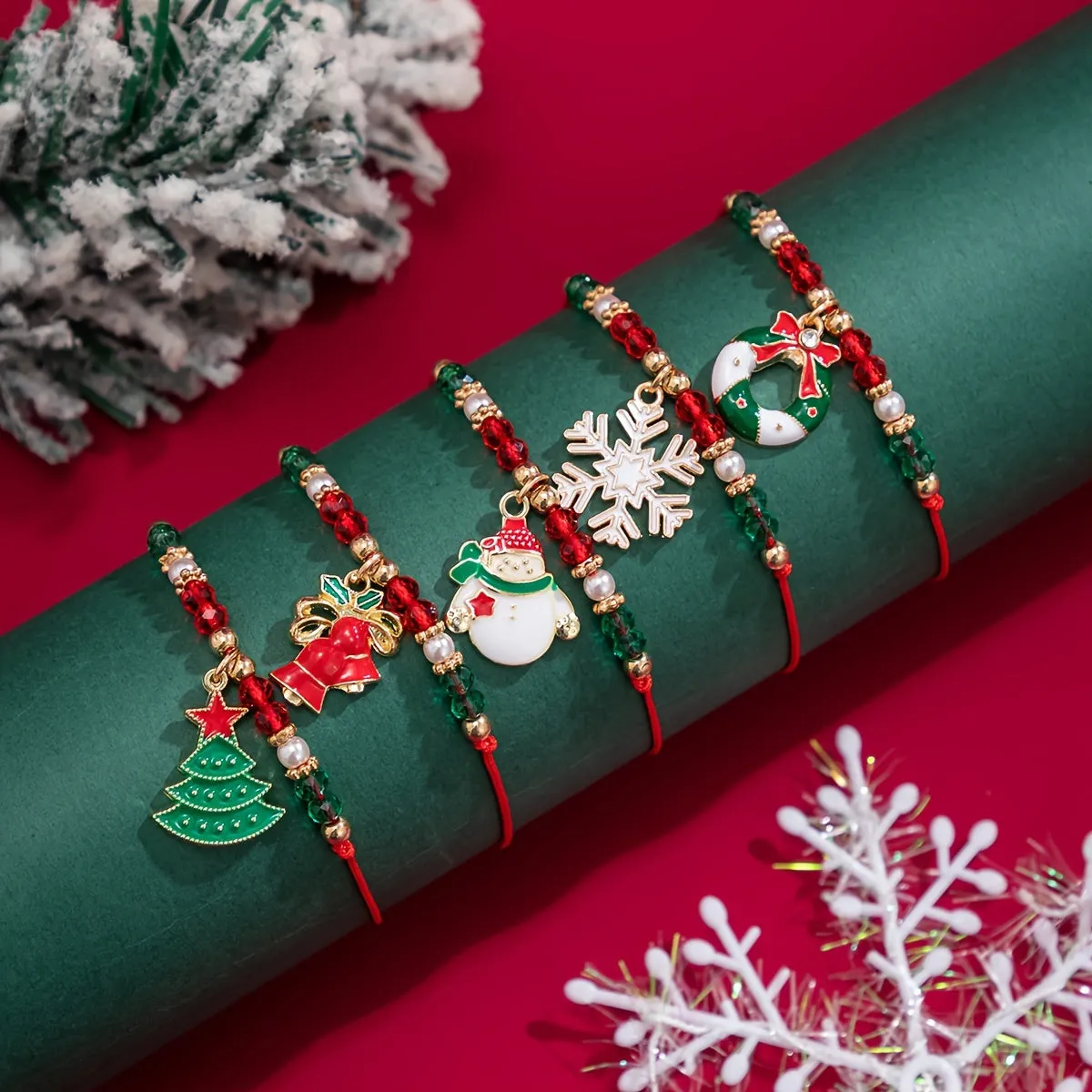Festive Christmas Charm Bracelet Set