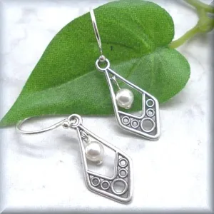 Filigree White Pearl Earrings - June Birthstone