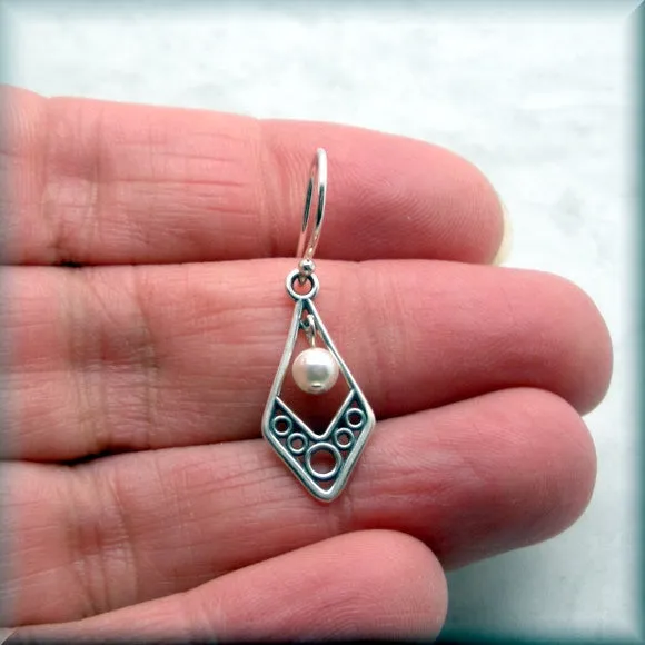 Filigree White Pearl Earrings - June Birthstone