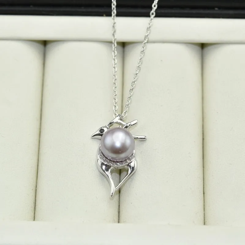 Fine Jewelry Pearl Necklace Natural Freshwater Pearl Deer Shaped Pendants
