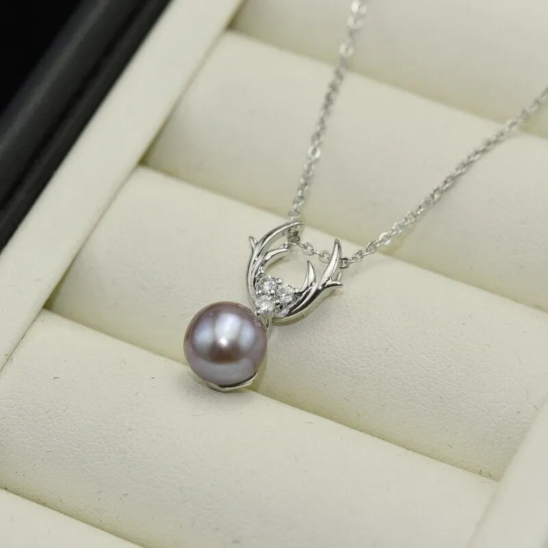Fine Jewelry Pearl Necklace Natural Freshwater Pearl Deer Shaped Pendants