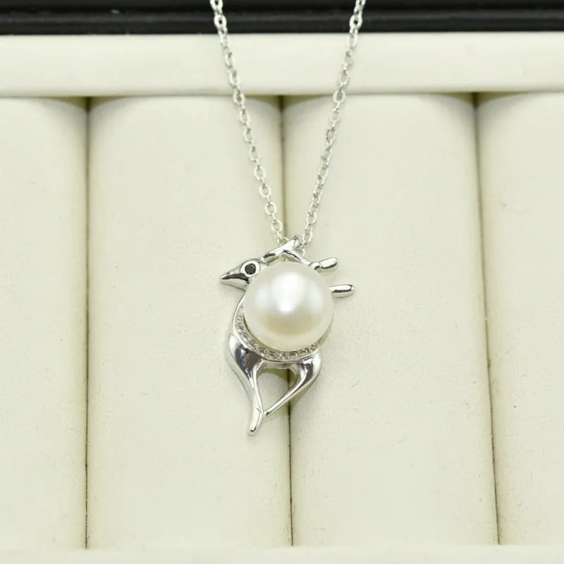 Fine Jewelry Pearl Necklace Natural Freshwater Pearl Deer Shaped Pendants