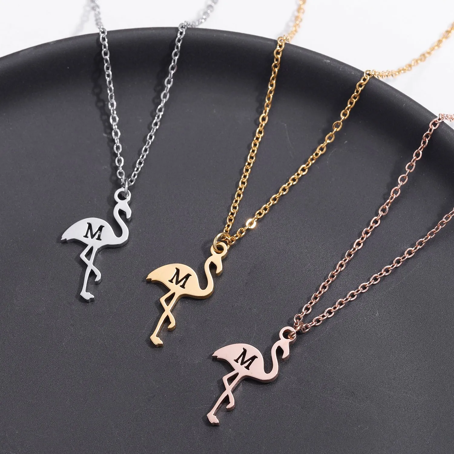 Flamingo Personalized A-Z 26 Letters Pendants  QN323