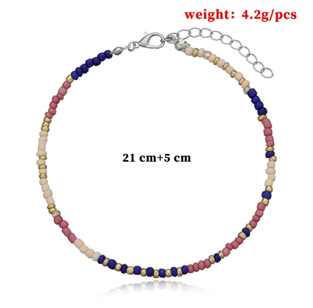 Flower Daisy Bead Anklet For Women Colorful Handmade Anklet