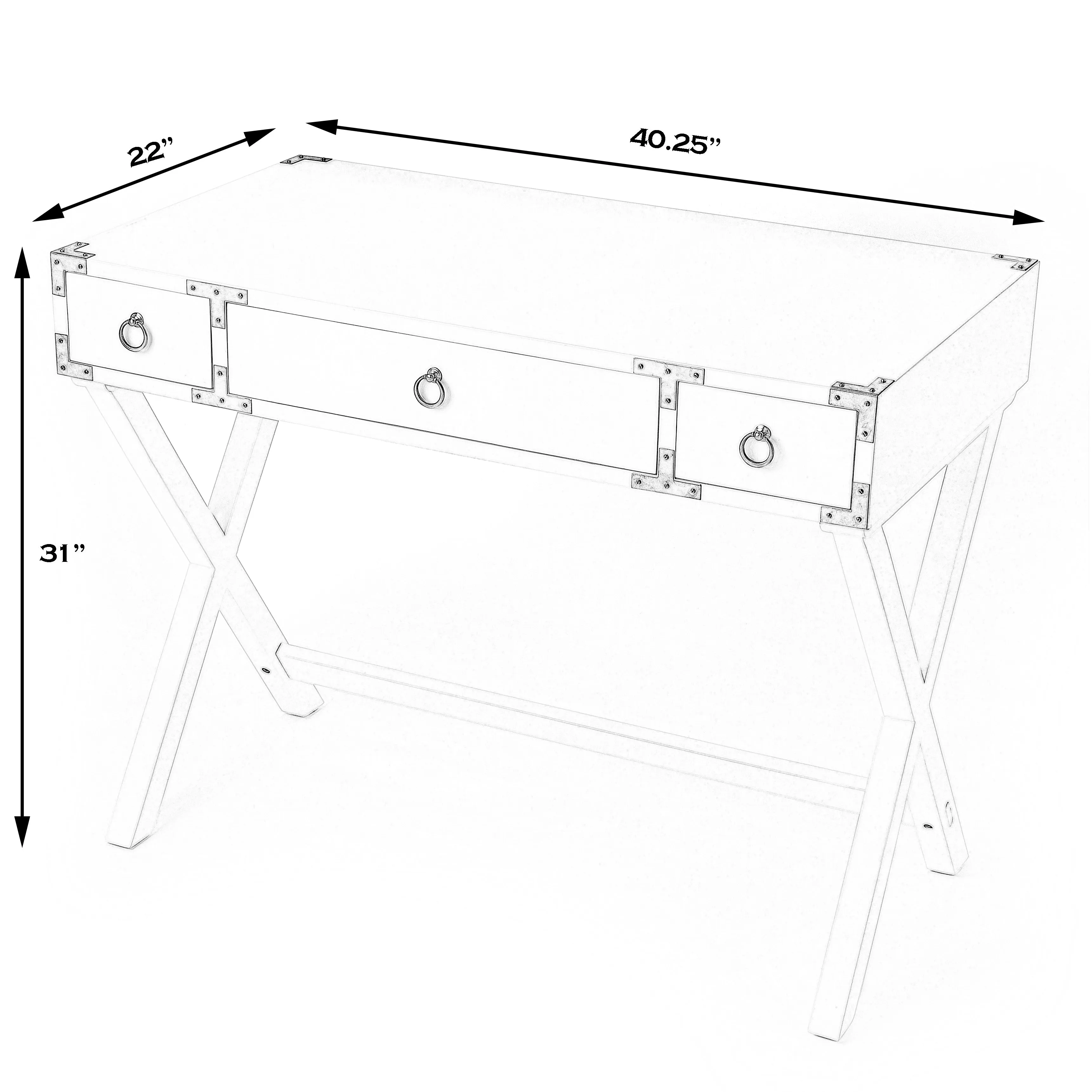 Forster Campaign Writing Desk in White  9341304