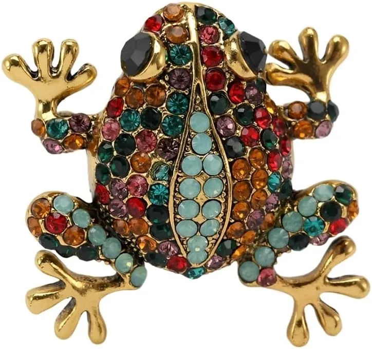 Frog Brooch Pins for Women, Colorful Frog Brooch Pin, Cute Frog Animal Brooch Lapel Pin, Bohemian Frog Brooches Pins for Women Hat Bag Suit Dress Accessories Jewelry