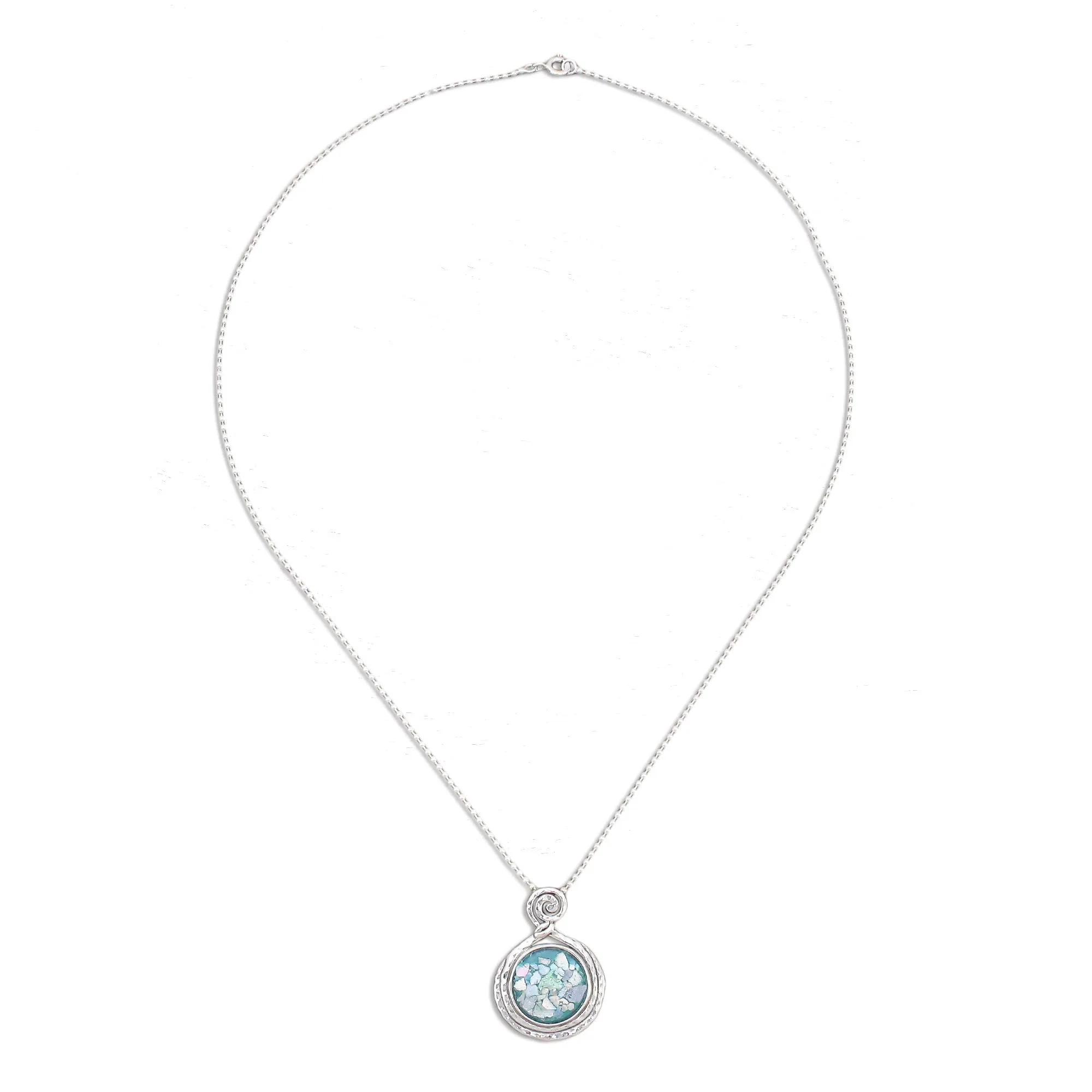 Glittering Moon Artisan Crafted Roman Glass Pendant Necklace from Thailand
