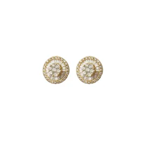 Gold and Diamond Burst Stud Earrings