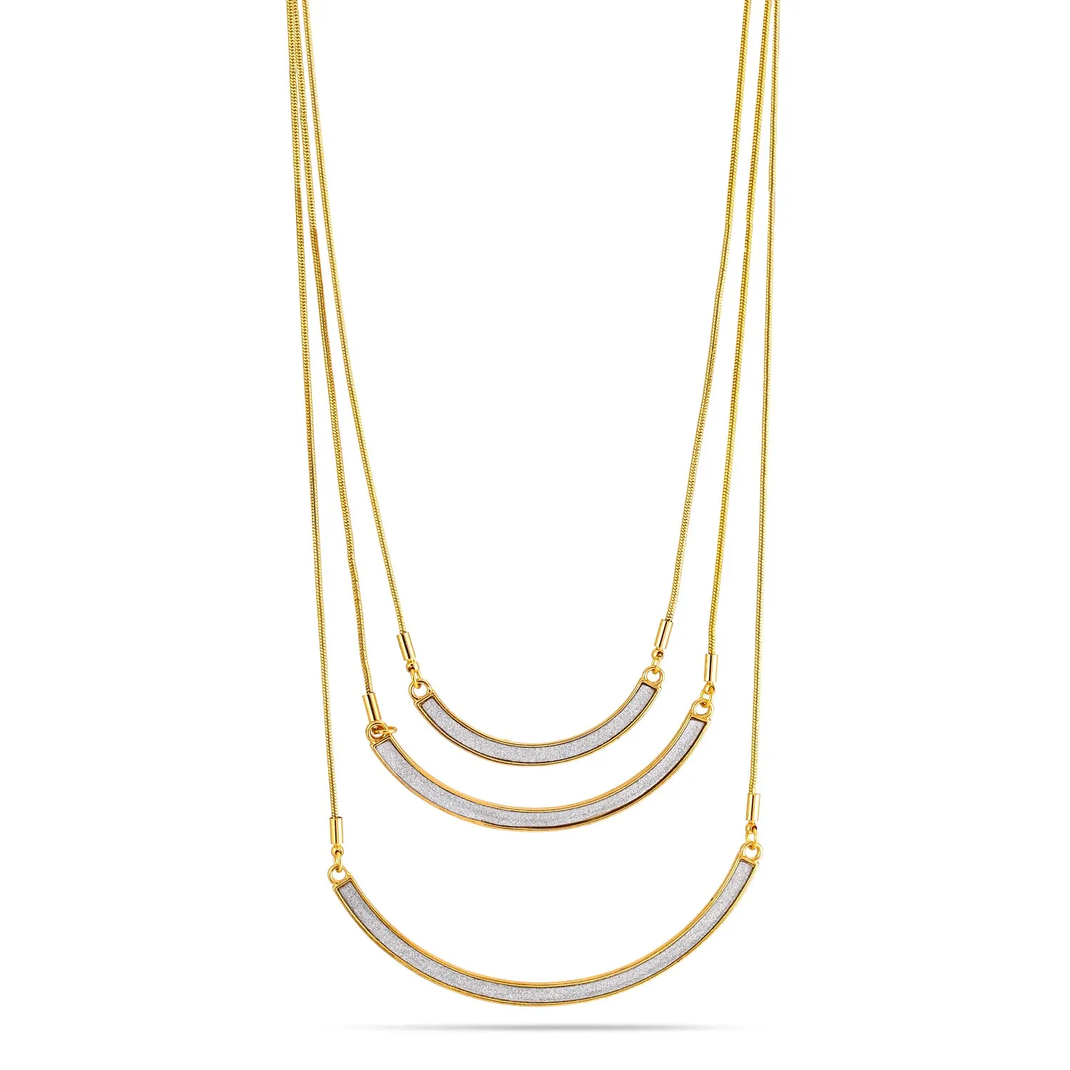 GOLD GLITTERING LAYERED  NECKLACES AND EARRING SET #SQ4946NE (RA7)