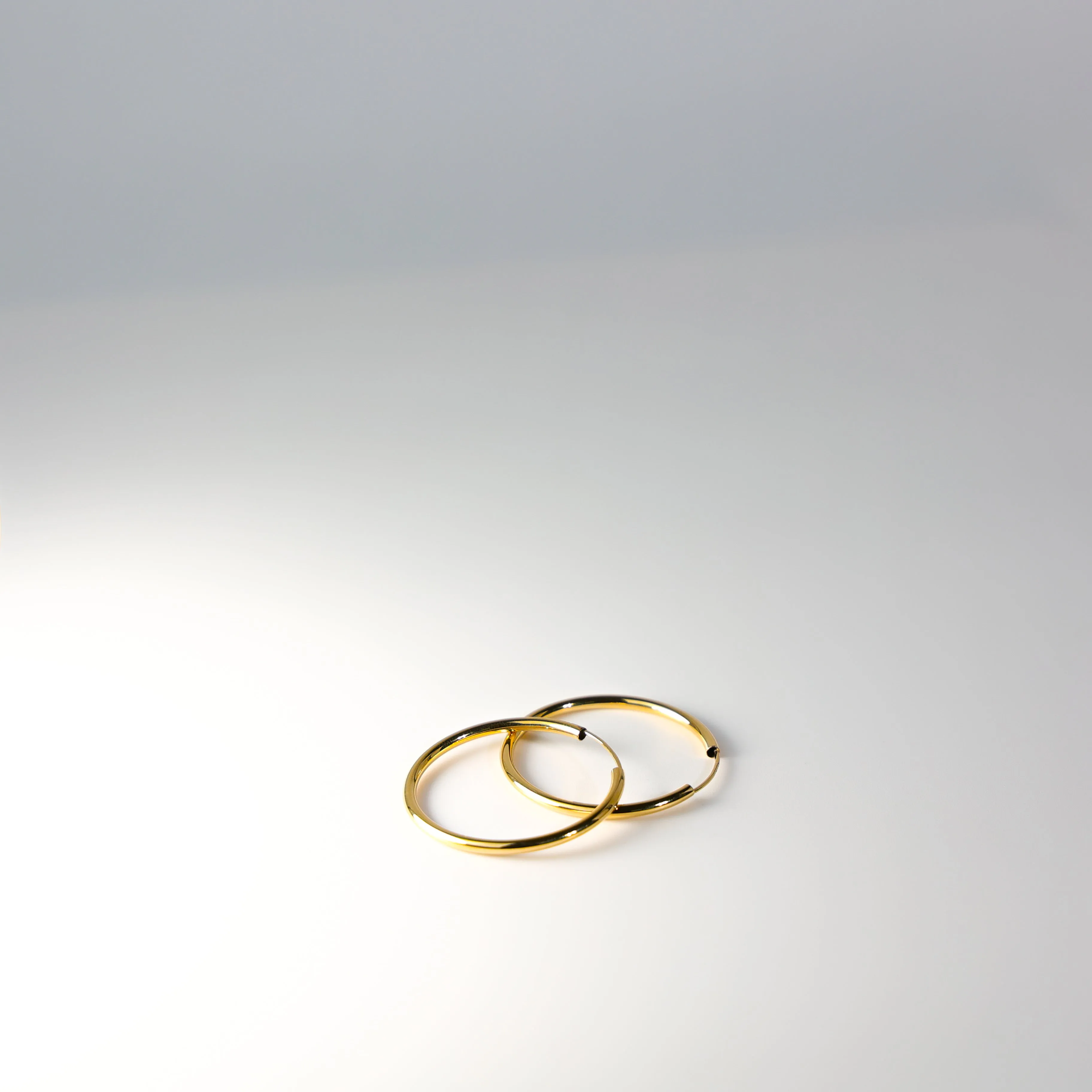 Gold Plain Hoop Earrings - 2 MM Thickness