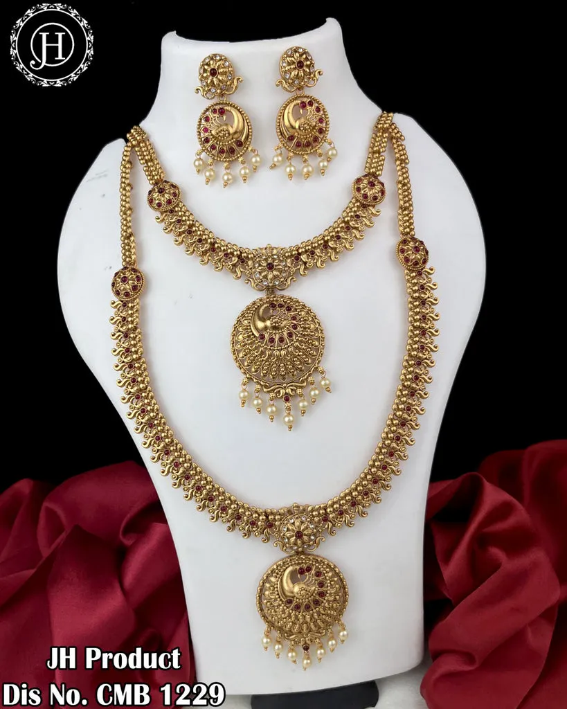 Gold Plated Antique Combo Necklace Set JH3074