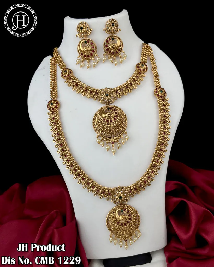 Gold Plated Antique Combo Necklace Set JH3074
