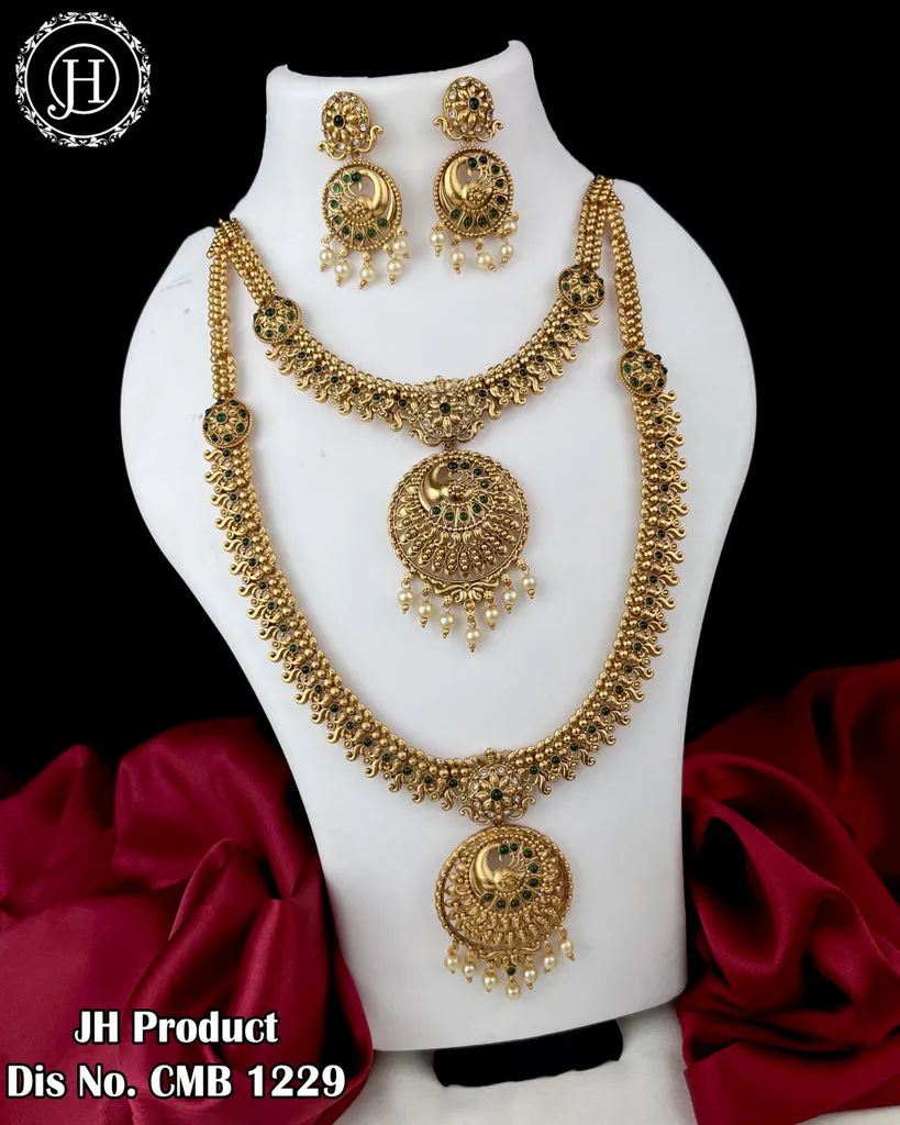 Gold Plated Antique Combo Necklace Set JH3074