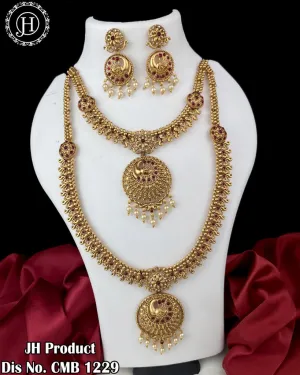 Gold Plated Antique Combo Necklace Set JH3074