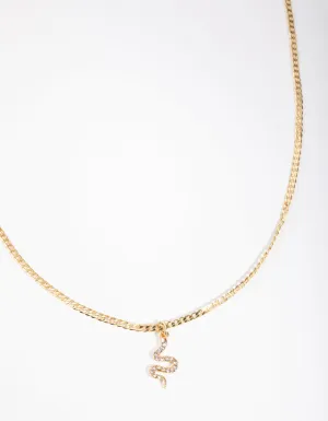 Gold Plated Diamante Snake Necklace