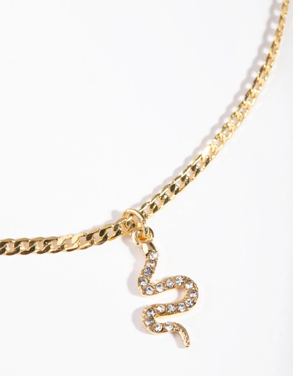 Gold Plated Diamante Snake Necklace