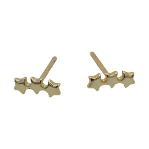 Gold Triple Star Earrings