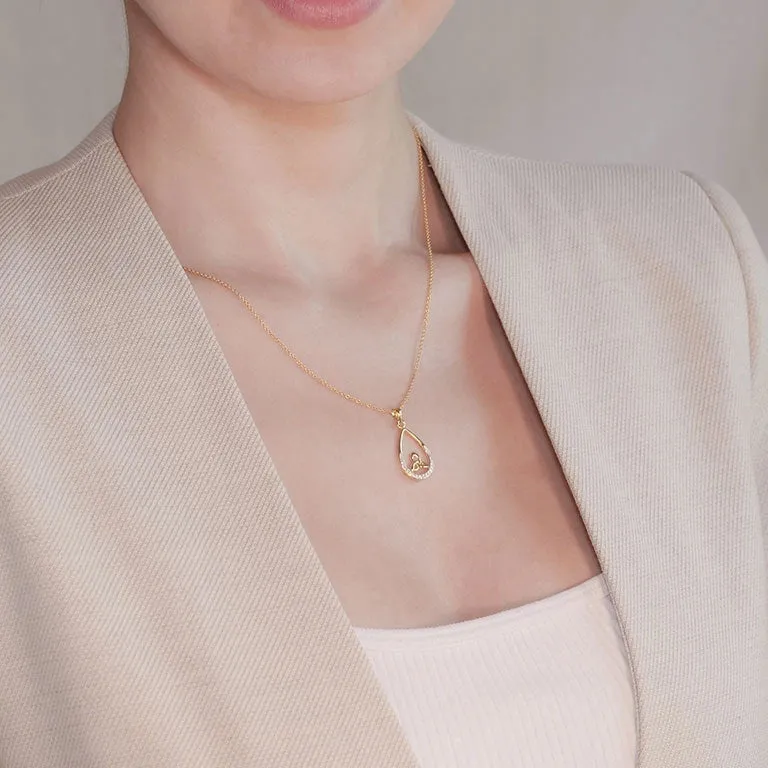 Gold Vermeil Studded Tear Drop Trinity Knot Pendant